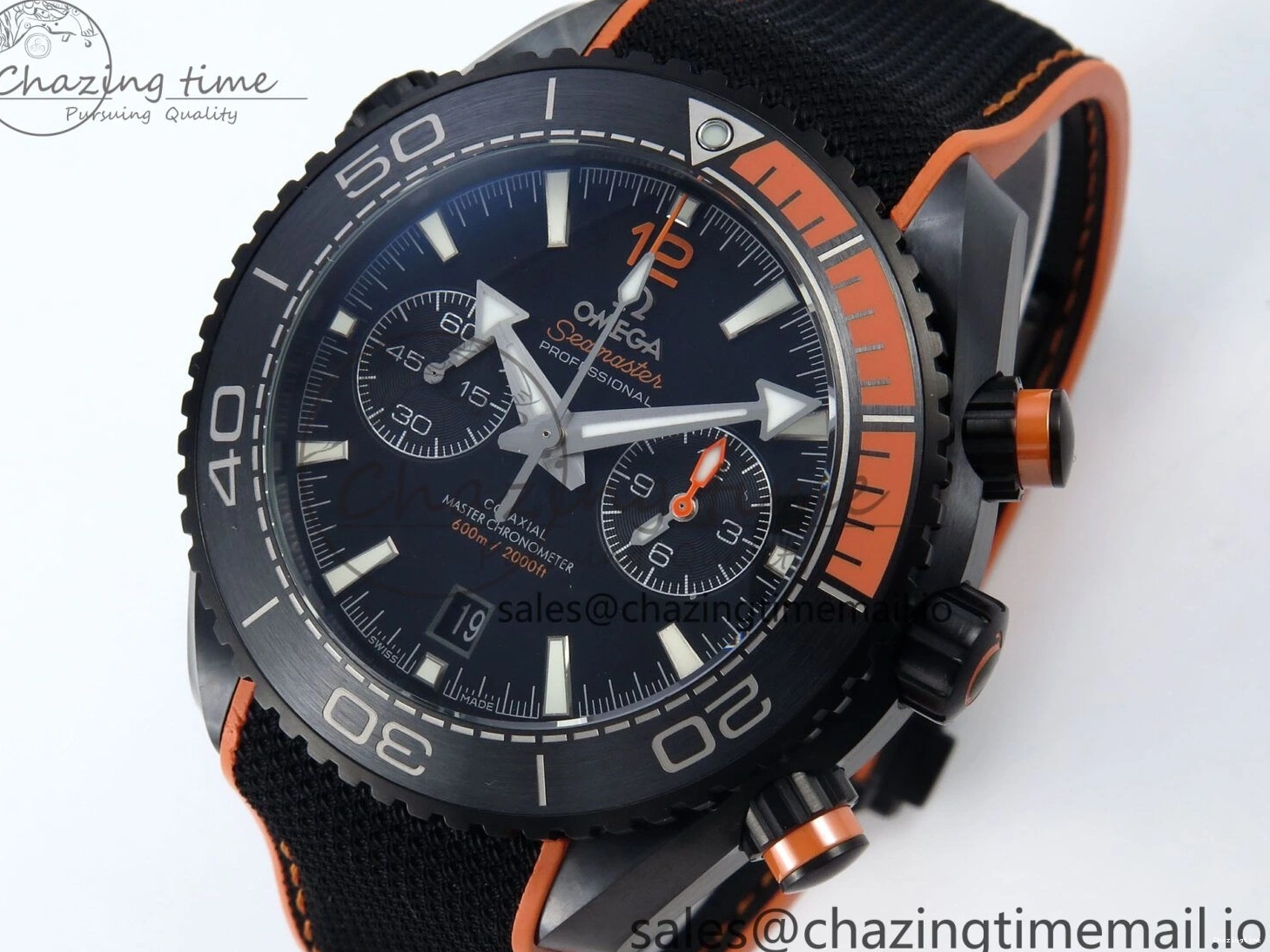 0520 Attractive Planet Ocean Master Chronometer 600M 45.5mm SCF 1:1 Best Edition Black Orange Bezel Black Dial on Black Rubber Strap A9900 Super Clone 7668